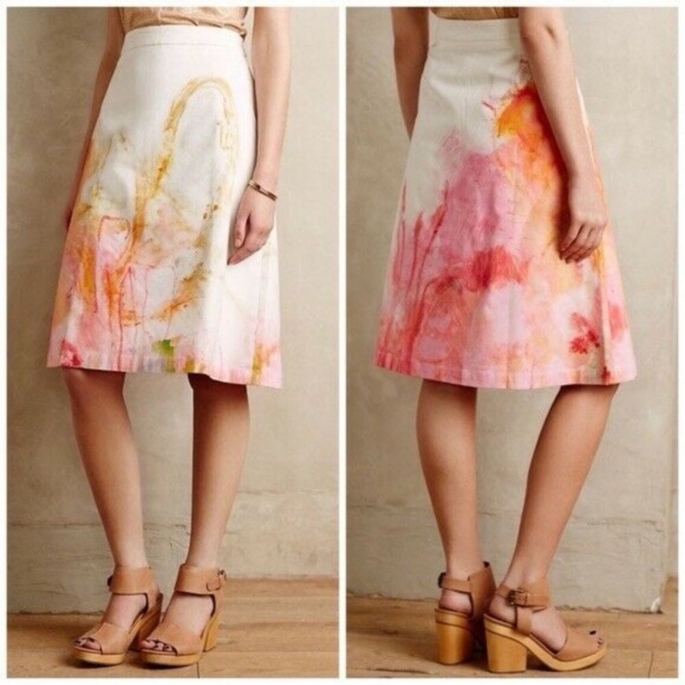 EUC Anthropologie Watercolor Skirt Size 6